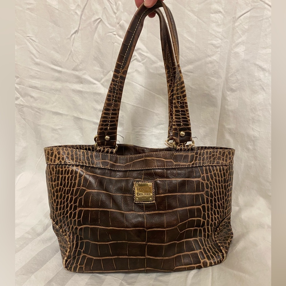 Dooney & Bourke Dark Brown Crocodile Embossed Tote